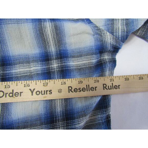 Eddie Bauer Classic Fit Blue Plaid Button Shirt Men's size TL Nautical - Picture 7 of 9